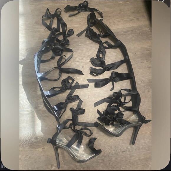 Dolls Kill Shoes - Rare Sugar thrillz ribbon thighs high heels